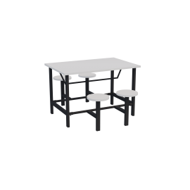 Mesa de refeitório adulto 04 lugares com mochos