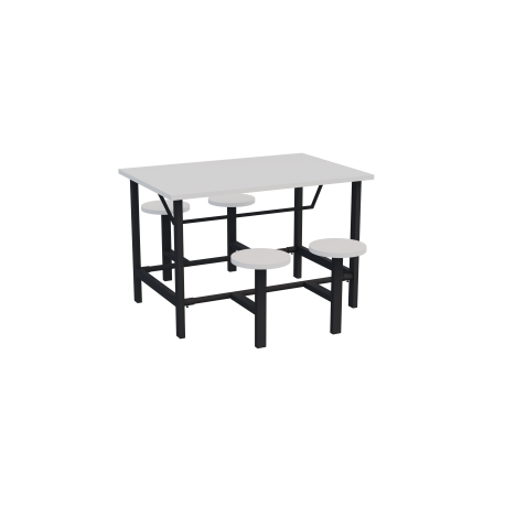 Mesa de refeitório adulto 04 lugares com mochos