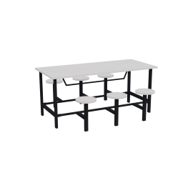 Mesa de refeitório adulto 06 lugares com mochos