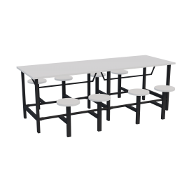 Mesa de refeitório adulto 08 lugares com mochos