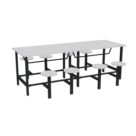 Mesa de refeitório adulto 08 lugares com mochos