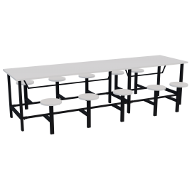 Mesa de refeitório adulto 10 lugares com mochos