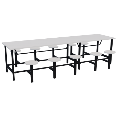 Mesa de refeitório adulto 10 lugares com mochos 