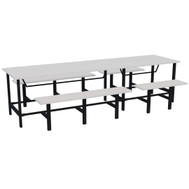 Mesa de refeitório adulto 10 lugares com bancos