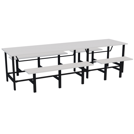 Mesa de refeitório adulto 10 lugares com bancos 